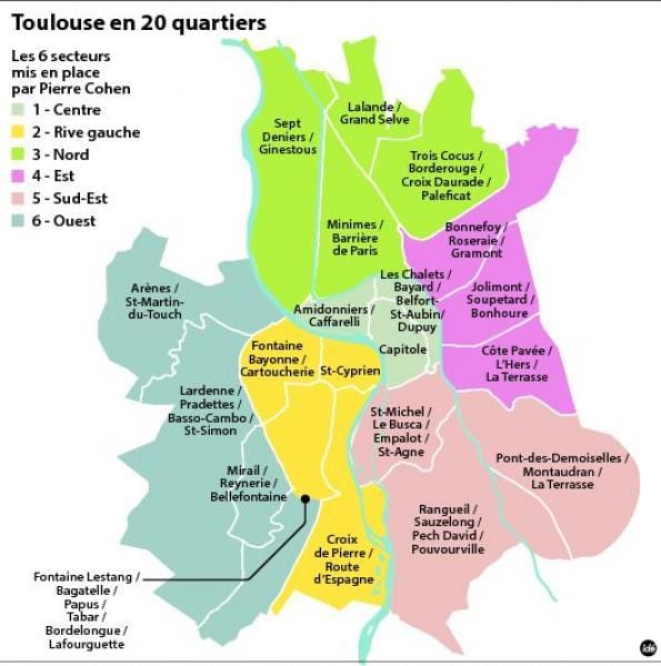 टूलूस का नक्शा arrondissement